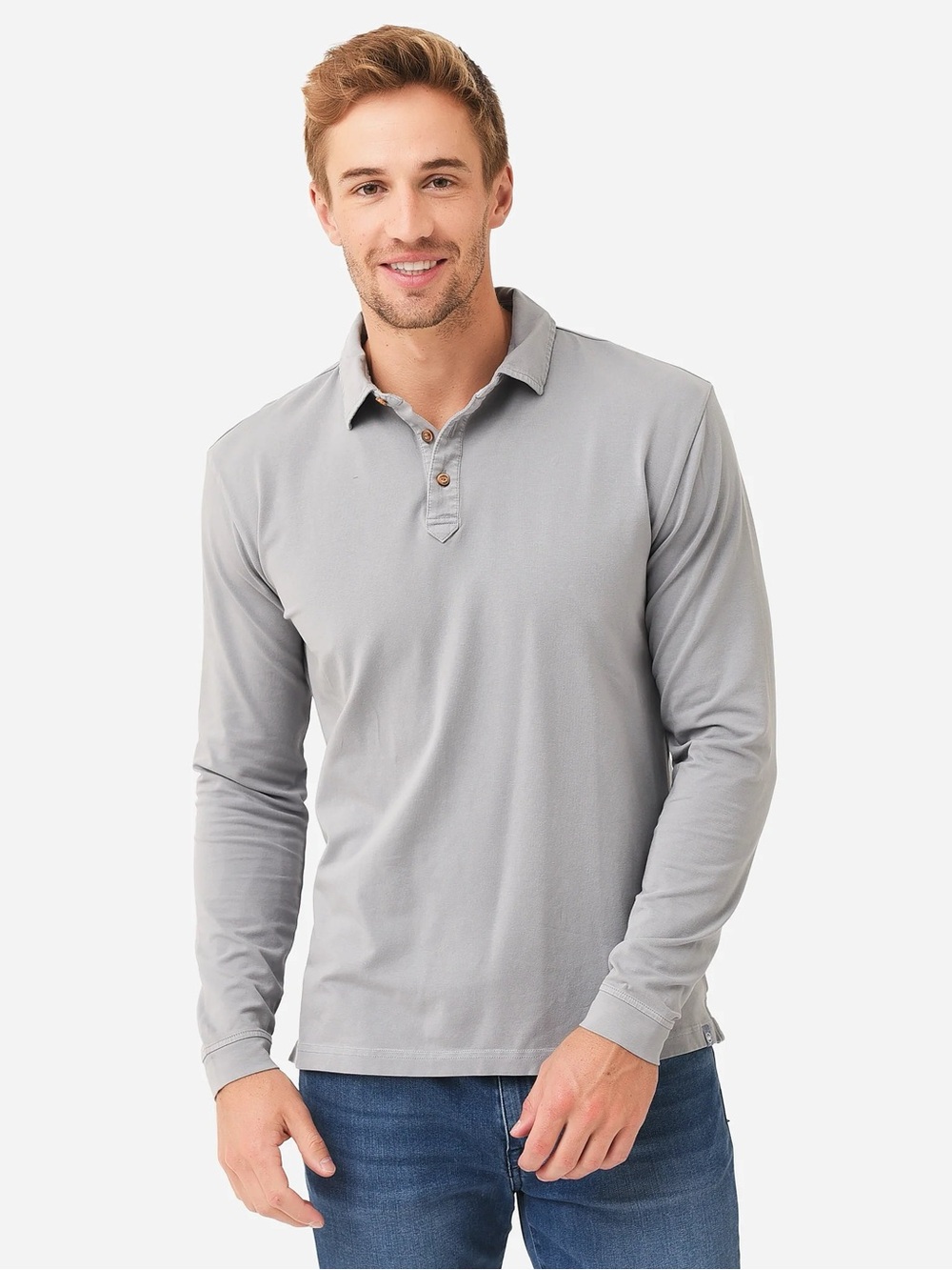 Peter Millar Men's Crown Lava Wash Jersey Long Sleeve Polo / Gale / Size Large